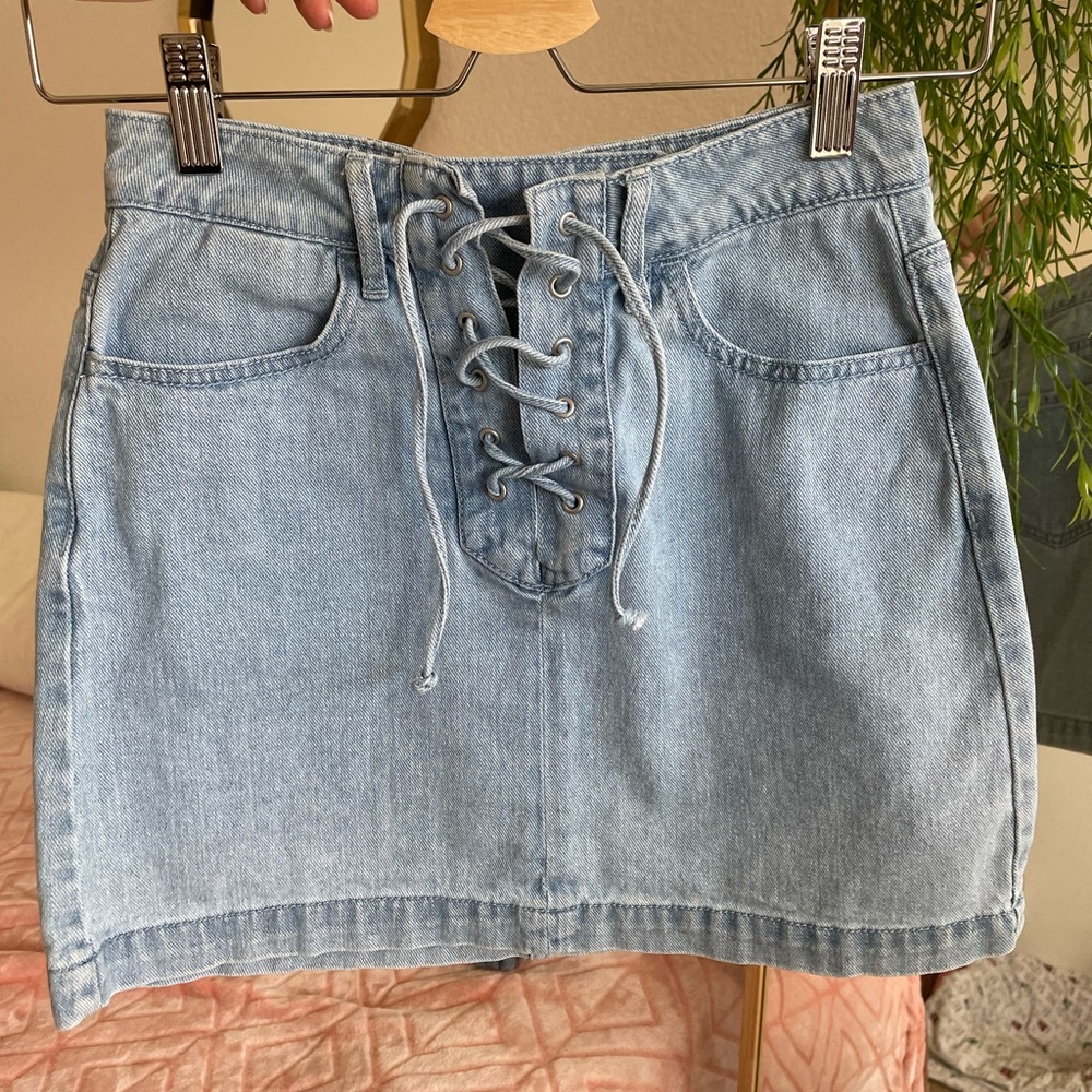 pacsun kendall and kylie lace up denim skirt